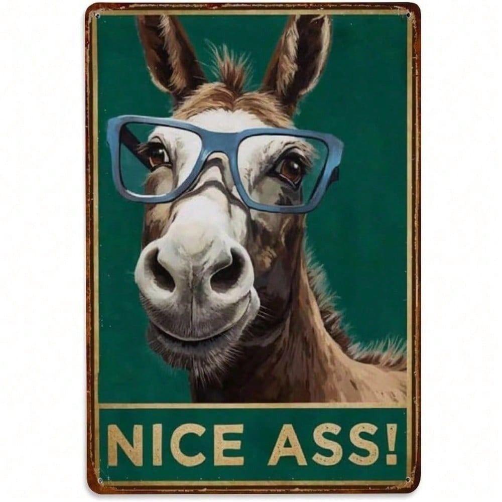 Vintage Metal Sign Oslik Donkey Wall Art for Kitchen Bar Country Home Decor