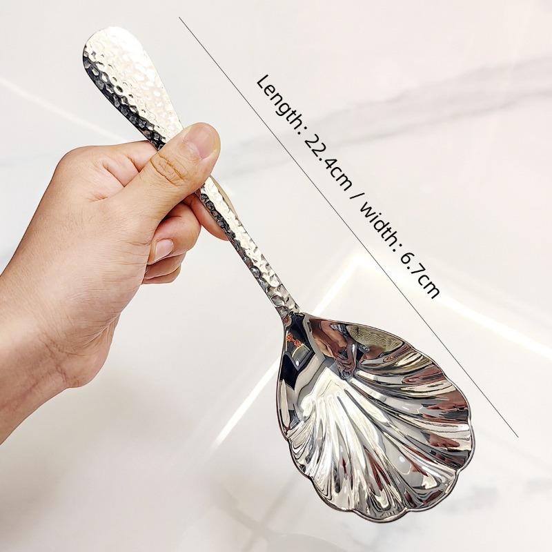 Shell Spoon Stainless Steel Hammer Pattern Public Spoon Restaurant Luxury Home Use Kitchen Utensils
