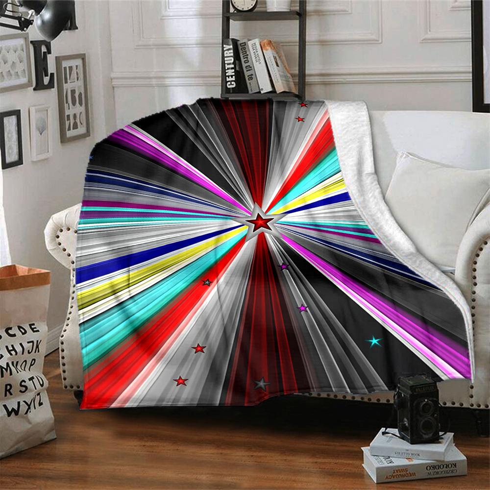 1pc Starburst Spectrum Blanket, Lightweight Flannel Throw Blanket for Sofa, Bed, Travel, Camping, Living Room, Office, Couch, Chair, and Bed