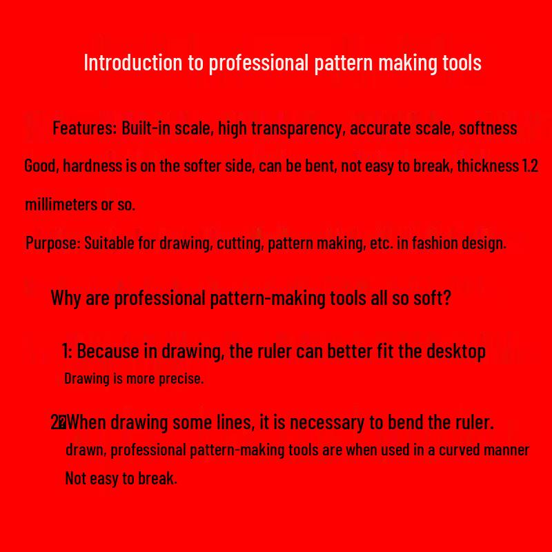 Multifunctional Dressmaking and Grading Ruler Set for Sewing, Tailoring, Curve Cutting, and Proportion Pattern Making