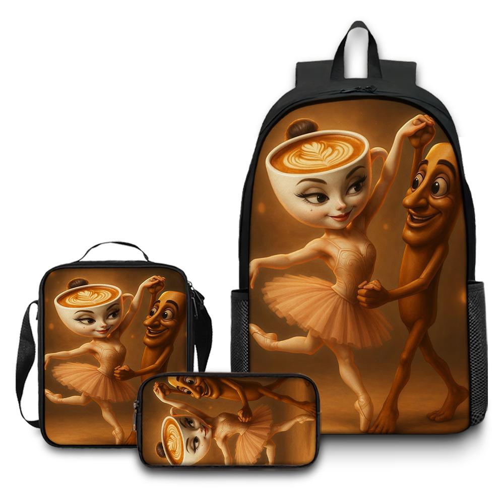 Printed Backpack Wooden Stick Man Shanhaijing School Bag Pencil Case