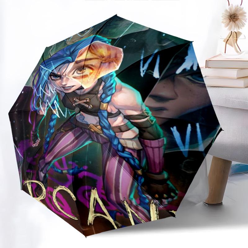 Vibrant Cyberpunk Warrior Folding Umbrella Travel Suitable for All Seasons Gift Umbrella Three Folds