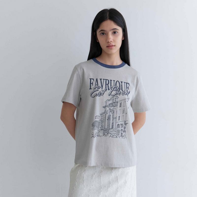 On On Neck cOnTrasT ArTwork T shirT New6me424