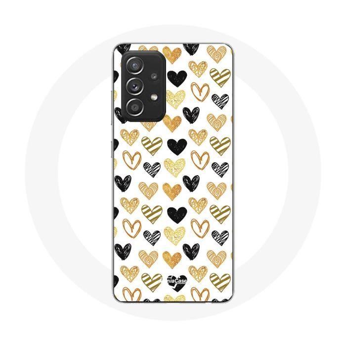 Case for Samsung Galaxy A33 5G Abstract Texture Background Hearts Black Yellow and Gray