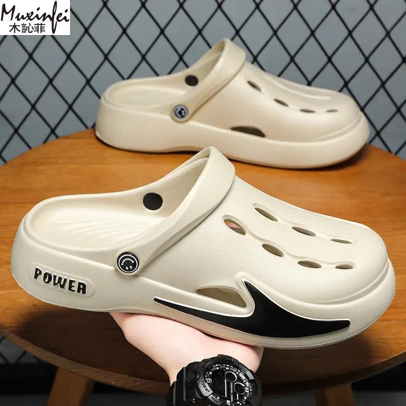 Fashion Men's Summer Shoes Breathable Toe Cap Slippers Thick Soled Comfortable Casual Shoes EVA Men's Sandals Free Shippiing Shoes