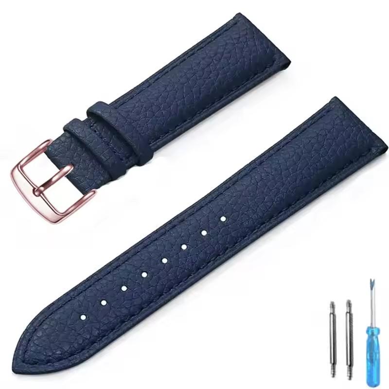 Litchi Pattern Soft Leather Watch Band Bracelet 12mm 14mm 16mm 18mm 20mm 22mm Replacement Wrist Straps Watchbands