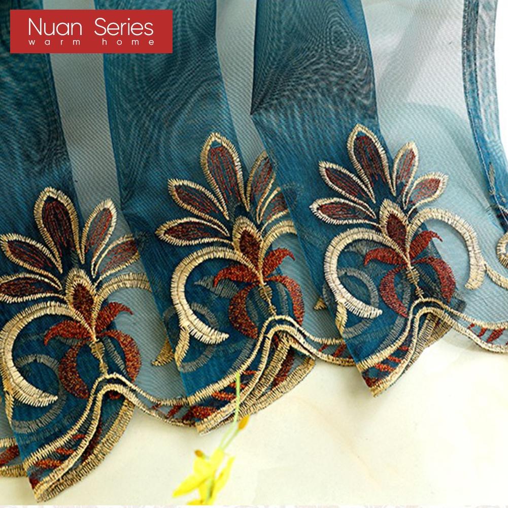 1 Stück Nuan Serie Europäischer Luxus Klassisch Bestickter Voile Vorhang Transparent Tüll für Wohnzimmer Schlafzimmer Balkon Fenster Heimdeko