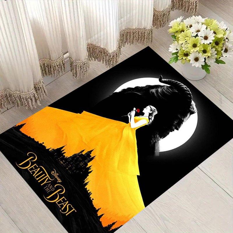 

1pc Disney beauty and the beast Pattern Carpet Area Rug Non-slip Carpet Hand Washable Floor Mat Suitable For Living Room Bedroom Home Decor 60cm by 90cm