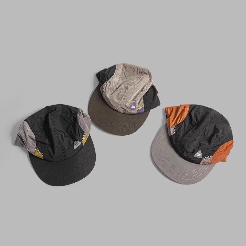 Sunscreen sunshade retro function wind flat brim baseball cap outdoor hiking color matching parent-child baseball cap