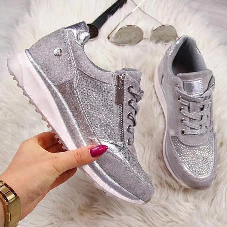 

Женские повседневные кроссовки больших размеров с боковой молнией: Корейский тренд обувь на все сезоны EU 38 серый