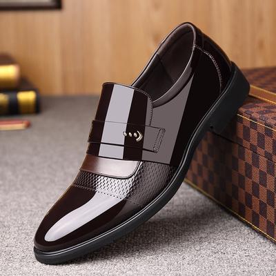 Invisible Inner Height Increase Men's Shoes Pointed Bright Leather Patent Leather Business Dress Casual Men's Leather Shoes Wedding Shoes New Men'