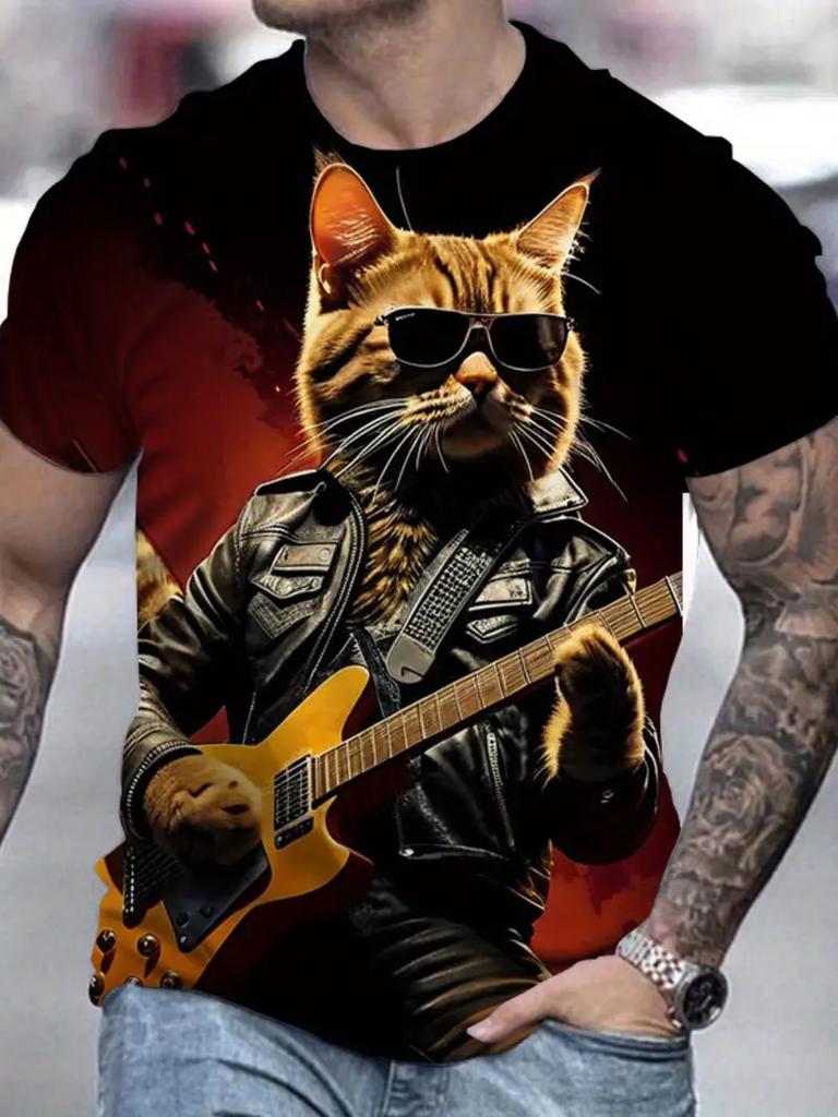 Funny Cat Graphic 3D Print T Shirt Men Women O-Neck Short Sleeve