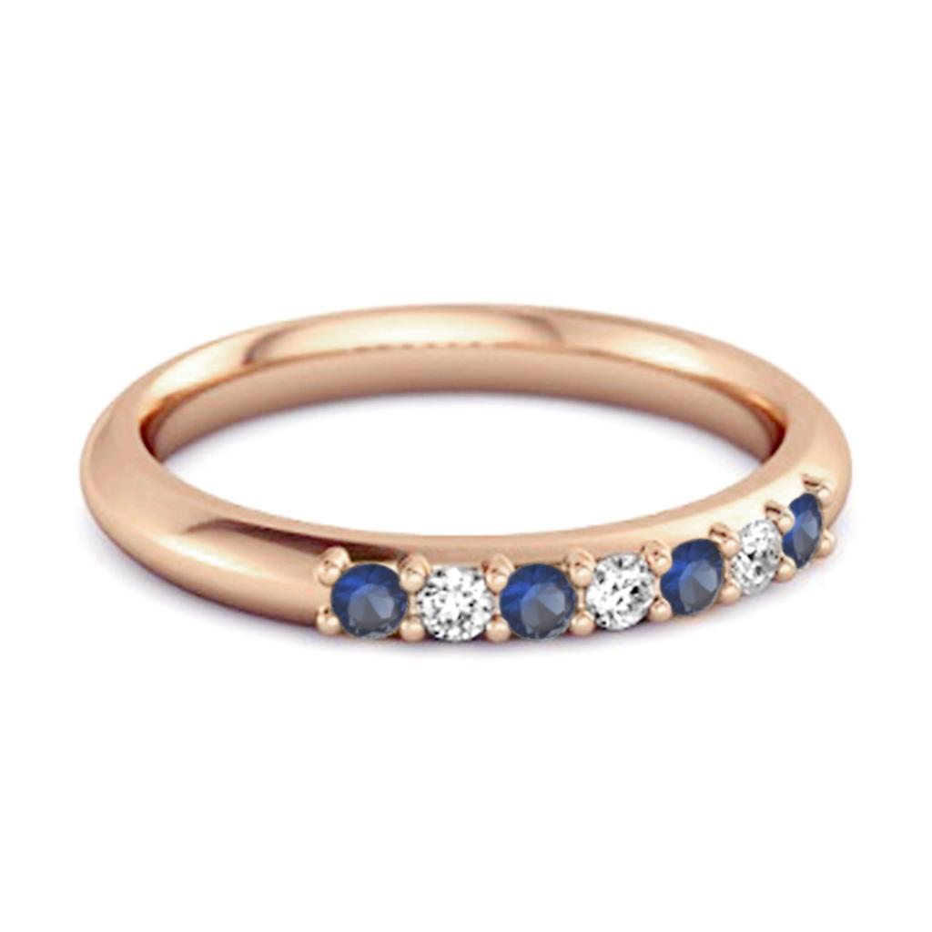 Blue Sapphire Eternity Stackable Ring - 925 Sterling Silver Rose Gold Vermeil
