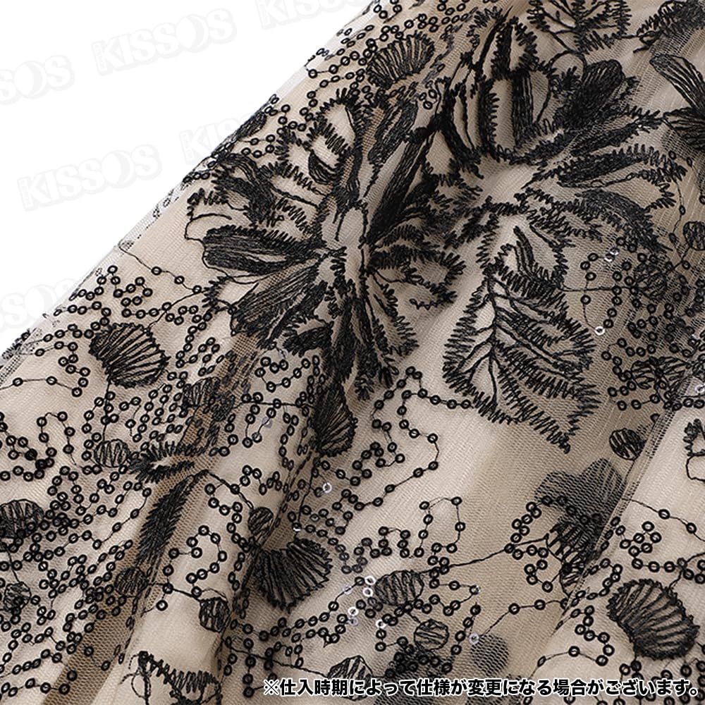 KISSOS Lace Embroidered Dress with Perfect for and Special Black Women's 3/4 Sleeves, Parties, Weddings, Occasions, (Size L)