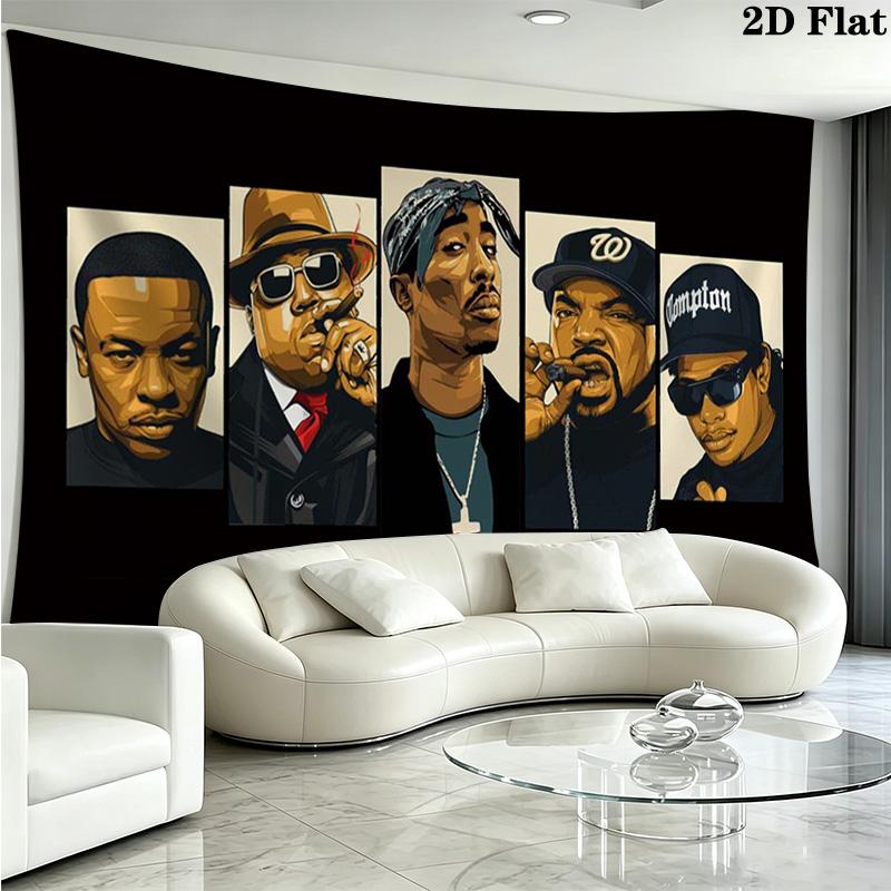 Rapper Wandteppich Ästhetischer Wandbehang Bedruckter Stoffdecke Dekorative Wandteppiche für Schlafzimmer Wohnzimmer Heimdekoration