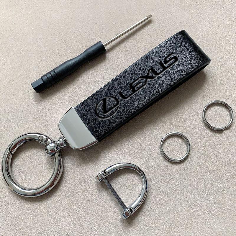 csgpkv1 Car Keychain Cowhide Leather Key Rings Waist Buckle Carabiner For Lexus F-SPORT ES RX NX LS UX LM LX GX LC RZ IS CT GS RC HS SC