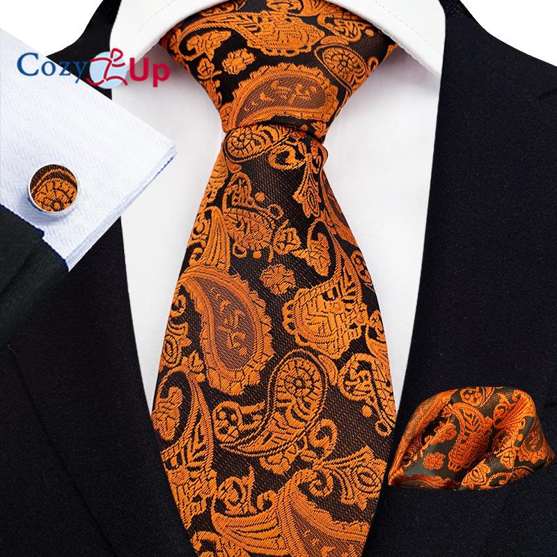 Cozy Up Three-piece Set Paisley Fashion Business Men's Tie Includes Tie Cufflinks Handkerchief