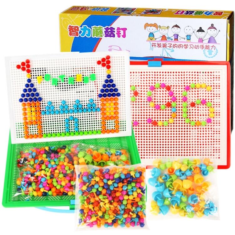 296 In 1 / Set Early Childhood Educational Creative DIY Desktop Mushroom Nail Puzzle Game Toy
