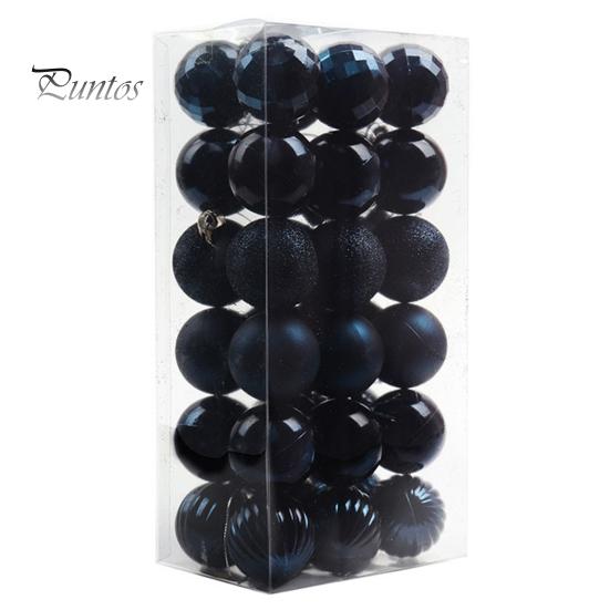 36Pcs 4cm Christmas Tree Color Ball Electroplating Multi Styles Boxed Unbreakable Reusable Scene Layout Plastic Xmas Party Decor Hanging Ball Pendant