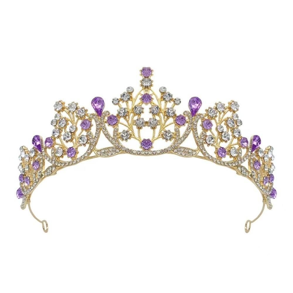 Shiny Princess Tiara Metal Rhinestone Crown Elegant Baroque Crown Bridal
