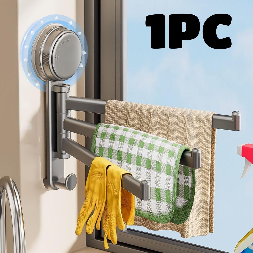 Towel Rack No Drill Suction Cup 3 Bar Wall Mounted Towel Hanger Strong Bathroom Kitchen Space Organizer Hanging Towel Rack