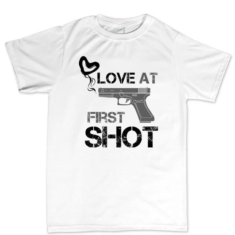 Gun Love Cotton TShirt Casual Athletic Cool Unisexs Fitness Muscle White S