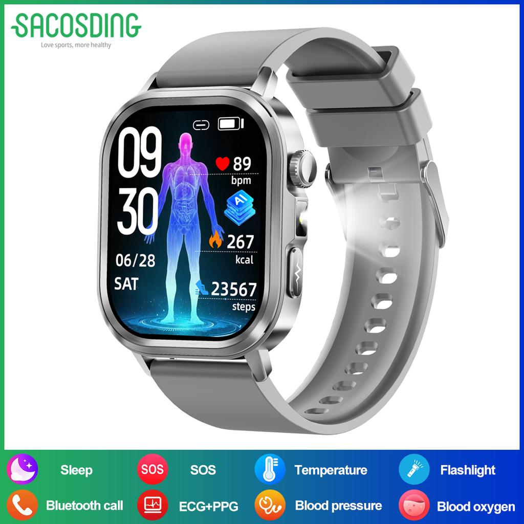 SACOSDING 2026 New Health Tracker Smart Watch Women Body Fat BMI Micro Physical Examination Bluetooth Call Smartwatch Men