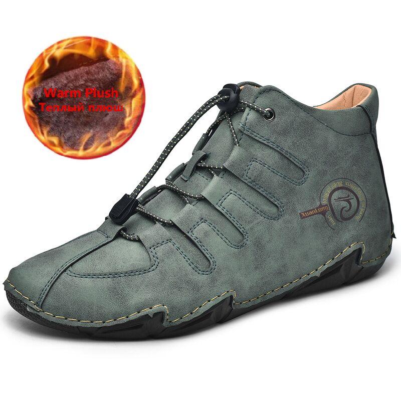 Brand Men's Boots Winter Plush Warm Men's Snow Boots Leather Moccasins Luxury Handmade Men Designer Sneakers Outdoor Trainers