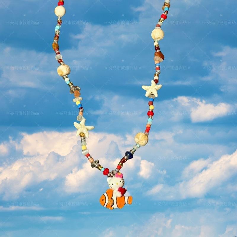 Summer Niche Handmade Color Dopamine Beaded Children's Fun Necklace Creative Cute Versatile Sweet Collarbone Chain