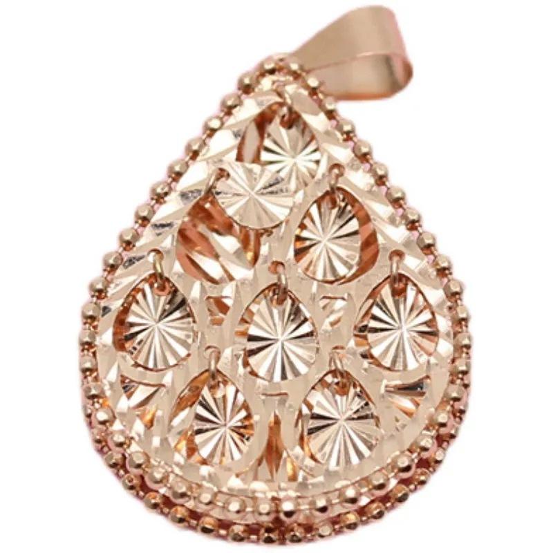 Exquisite Russian 585 Purple Gold Smart Shiny Water Drop Pendant Fashion Temperament Rose Gold Plated Color Gold Necklace