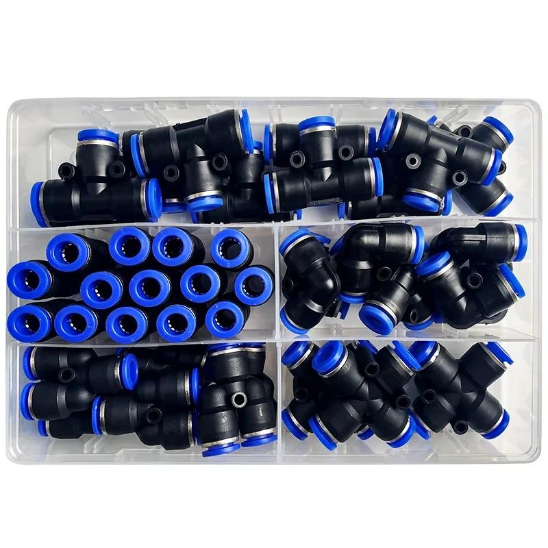 41 PCs Boxed PU-8/PE-8/PZA-8/PY-8/PV-8 Pneumatic Connectors Kit- 8mm 6mm Outer Diameter of The Hose Pipe Tube Air