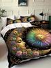 Flower Moon and Colorful Day 3D Printing Quilt Cover Simple Style Quilt Cover Soft and Comfortable Quilt Cover
