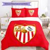 Ropa de Cama con Patrón del Sevilla FC, Juego de Colcha Funda de Colcha Funda de Almohada Regalo de Cumpleaños para el Hogar (1*funda de edredón+2*fundas de almohada,sin relleno)