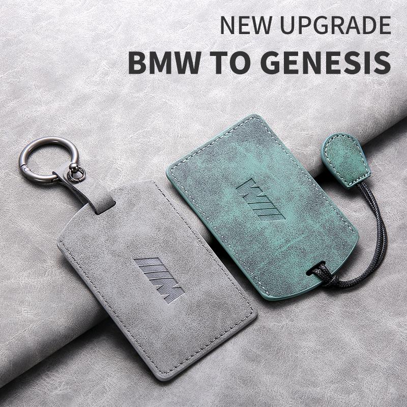 AAAQJ1 Suede Leather Car Smart NFC Card Key Case Fob Cover Shell Auto Keychain Accessories For BMW M 3 5 7 Series X1 X3 X5 X6 X7 535le