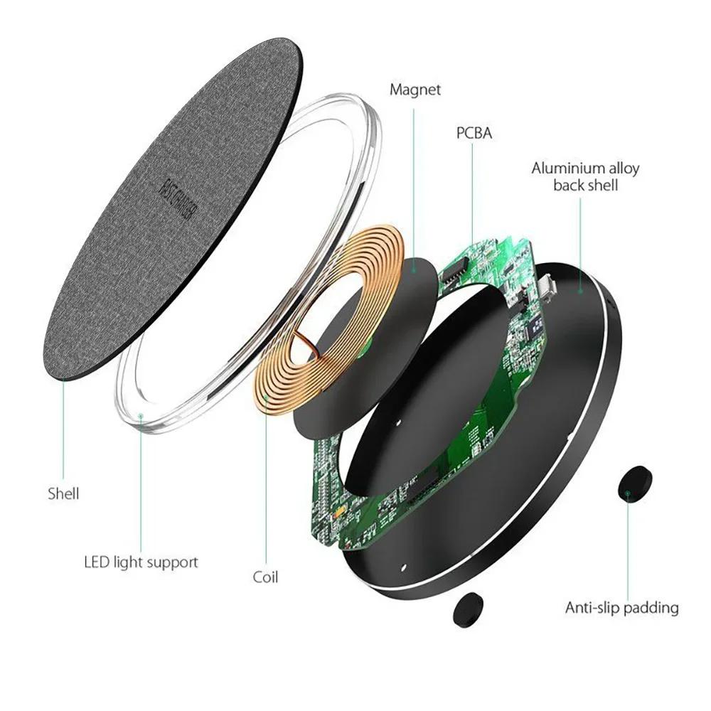 10W Fast Wireless Charger Qi Wireless Charging Pad for iPhone Samsung Huawei Xiaomi Doogee Ulefone Mobile Phones