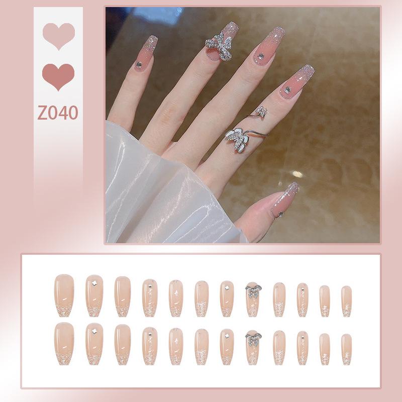 Luxurious Transparent Blush Bubble Rose Press-On Nail Set with Wearable Stickers