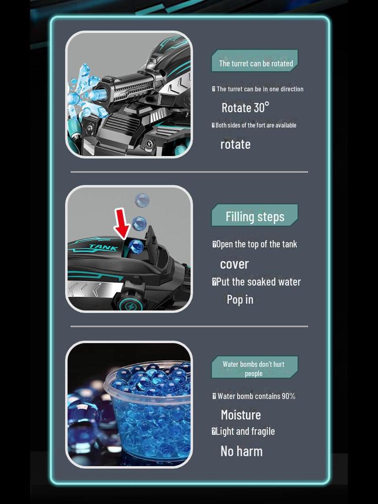 2.4G Пульт дистанционного управления с датчиком жестов и водяными бомбочками – Детская игрушечная боевая машина
