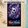 Soccer Theme Soft Beach Towel Personalized Custom Name Text Towel Portable for Beach Pool Travel