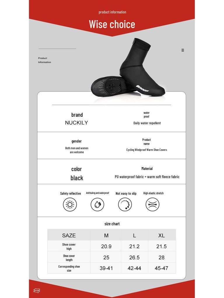 Men's Fleece-Lined Winter Cycling Shoe Covers - Warm, Windproof & Waterproof for Mountain and Road Biking