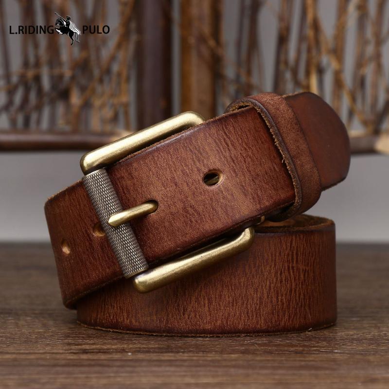 Purely Handmade Widened and Thickened Top Layer Cowhide Men's Belt American Retro Genuine Leather Pin Buckle Belt Men's