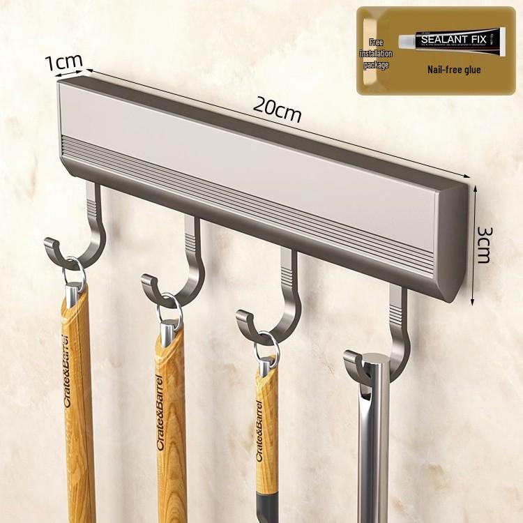 Space-Saving Kitchen Wall Rack: Punch-Free Aluminum Multi-Function Storage Hooks