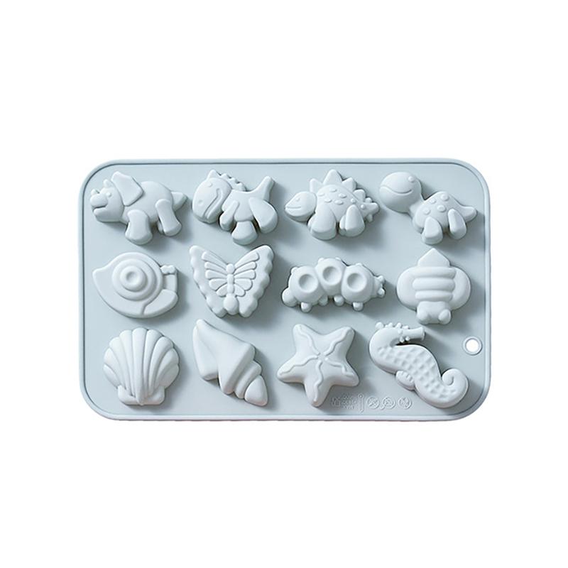 Silicone Chocolate Mold With Animal Insect Marine Theme Dinosaur Butterfly Seashell Starfish Handmade Soap Mold