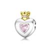 Fit Original Charms Bracelet 925 Silver Plated Pendant Pink Series Heart Flower Spring Butterfly Bead Women DIY Jewelry Making