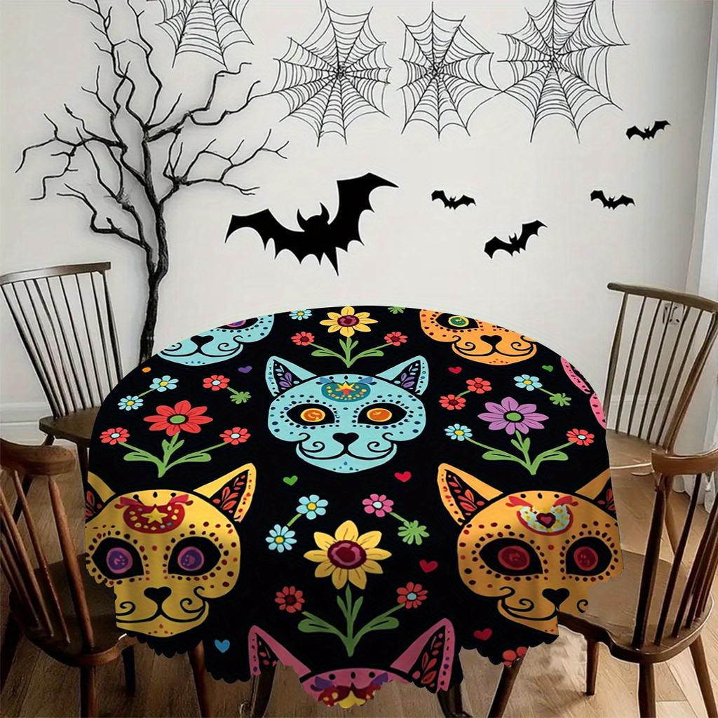 1-piece, polyester material, Day of the Dead design with Mexican cat patternzyc