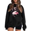 Women's Neck Long Sleeve Loose Fit Casual Sweatshirt Pullover Top with Halloween Print