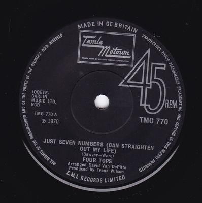 7inch Record FOUR TOPS - Just Seven Numbers (Can Straighten  TMG770 Tamla Motown 1971 UK Soul/Funk Used
