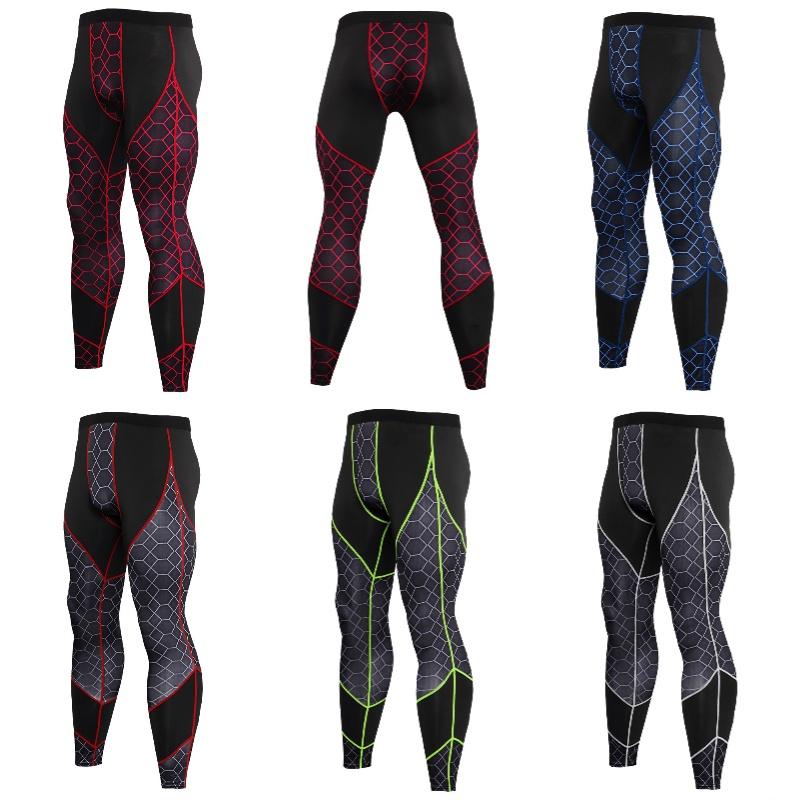 Men's Printed Spliced Fitness Pants Quick-drying Milk Silk Fabric Animal Pattern Suitable For All Seasons