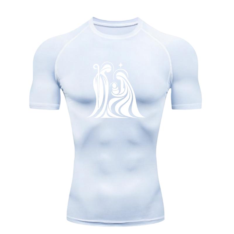 Nativity Scene  Men's Sports T Shirt Training Fitness Gym Jogging Running Compression Shirts Tight Elastic Breathable