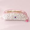Pink Strawberry Print Stationery Bag with Strawberry Pendant Cosmetic Storage Bag  Students Gift