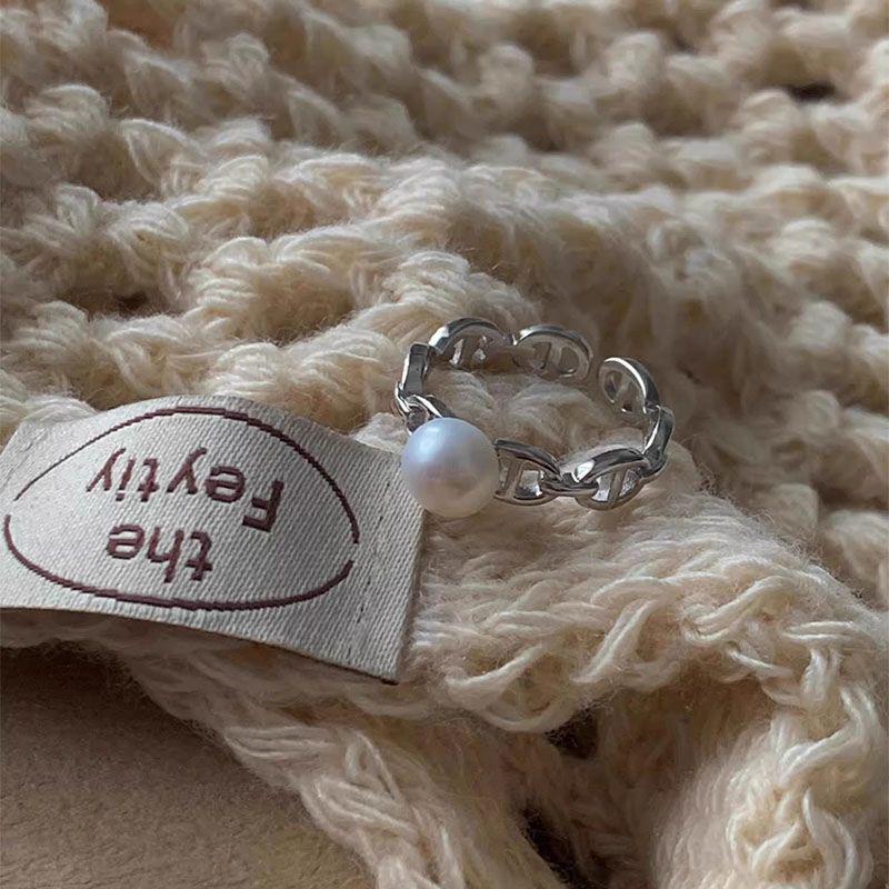Vintage Pig Nose Pearl Spiral Open Band Ring - 2024 New Arrival for Women Adjustable